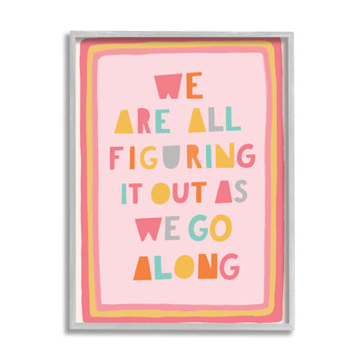 «Figuring out As We Go Expression Playful Pink Shapes» par Nancy McKenzie - Art textuel