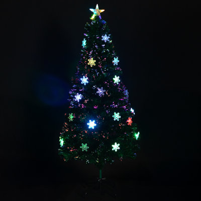 Pre-Lit Fiber Optic Snowflake Artificial Christmas Tree - 5' - Multi LED Lights