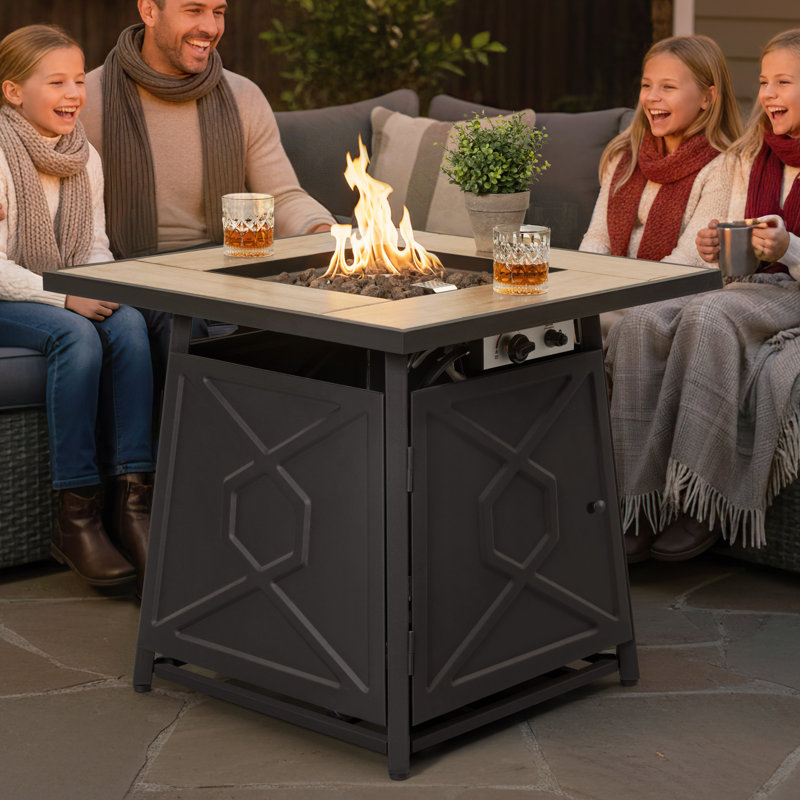 Outdoor 28 Inch 50,000 BTU Propane Gas Fire Pit Table