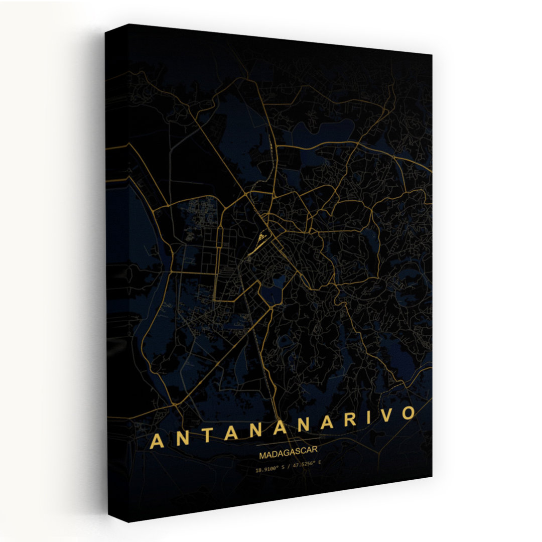 Antananarivo Night Map Abstract Elegant Minimalist City Wall Art Print