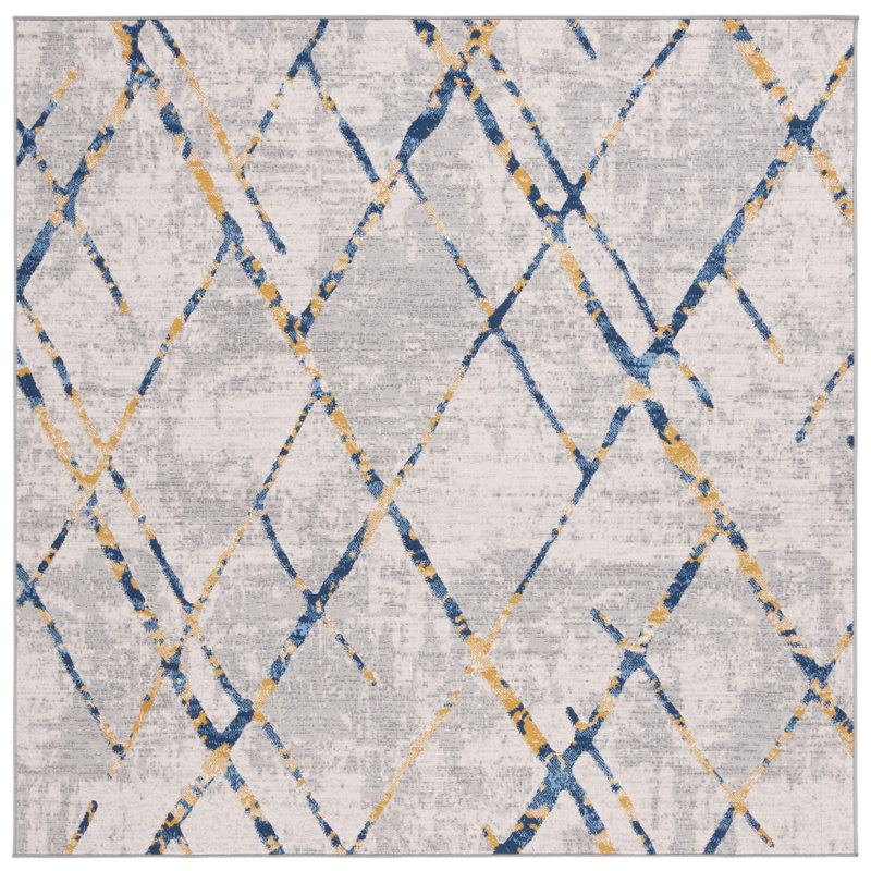 Tapis à motif géométrique Aishya, Carré 6 pi 7 po