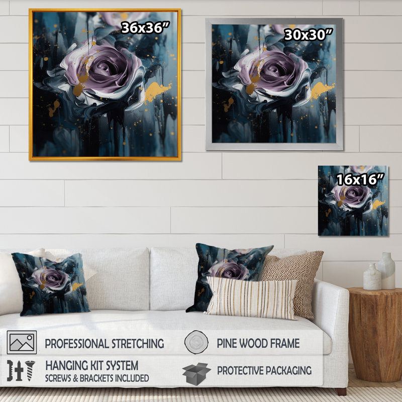Mauve rose symphonie - impression, Cadre photo noir, H 16 po x l 16 po x P 1 po