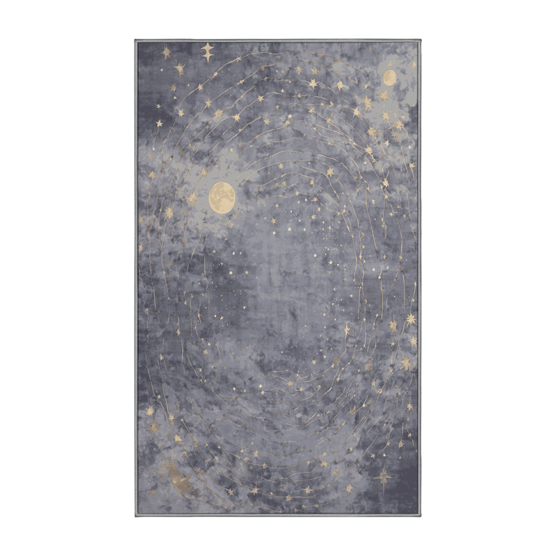 Machine Washable Gray Area Rug, Rectangle 6' x 9'