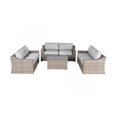 Ensemble 7 pièces de canapé de patio en osier avec coussins 7 pièces confortablement assemblés
