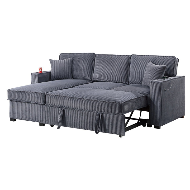 Ensemble de salon convertible 2 pièces, Gris foncé