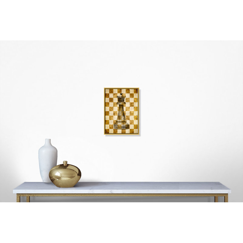 «Card Queen of the Board - Floater Frame», reproduction d'impression sur toile, H 40 po x l 30 po x P 2 po, Cadre doré