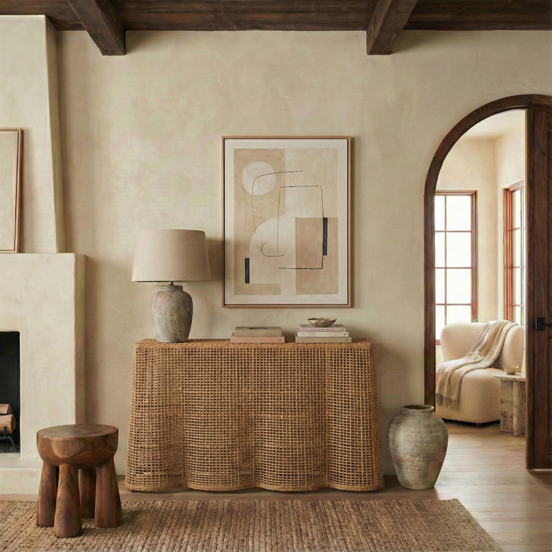 Jilliette Rattan Console Table