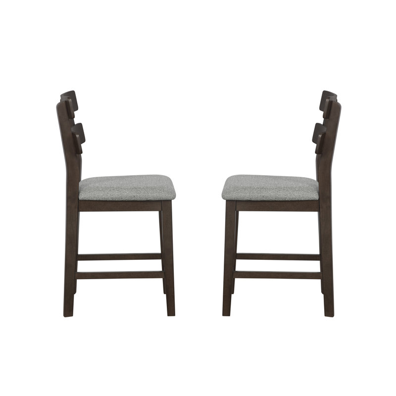 Whipkey Upholstered Counter Stool Set of 2, Beige Polyester/Brown Frame