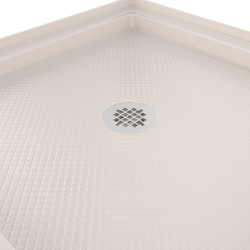 DreamLine SlimLine 36 inch D x 36 inch W x 2 3/4 inch H Single Threshold Biscuit Alcove Shower Base with 2 inch Brushed Nickel Center Round Drain