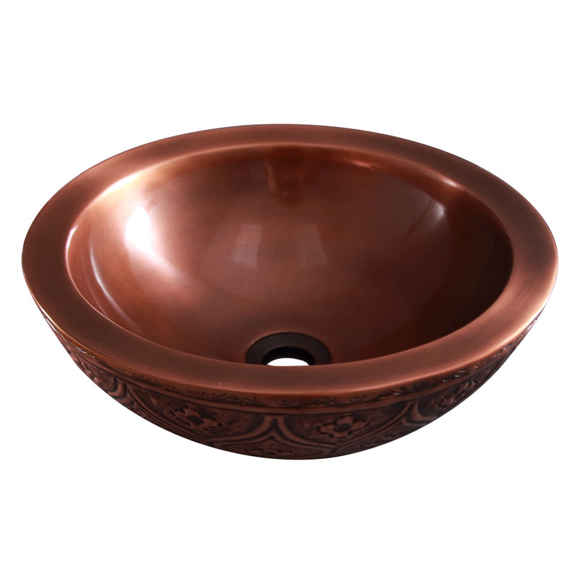 Barclay Addie 14'' Dark Antique Copper Metal Circular Bathroom Sink