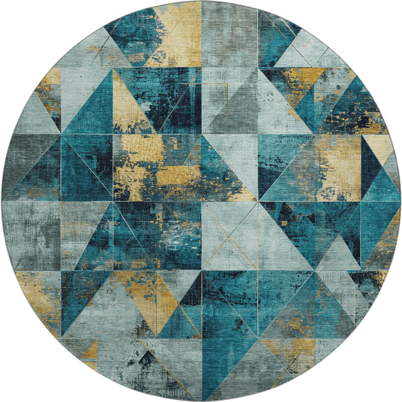 Premium Machine Washable Fairwood AMF1888 Geometric Rug, Round 8'