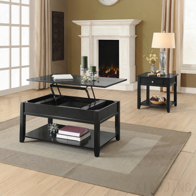 Black End Table With Bottom Shelf