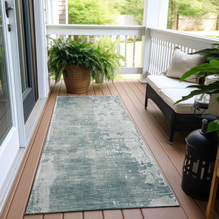 Machine Washable Indoor/Outdoor Claudian ACN1649 Turquoise Rug