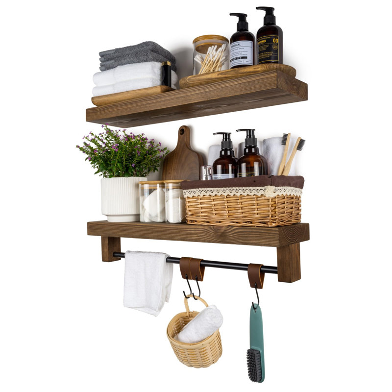 Gethyn Pine Floating Shelf, Black Walnut