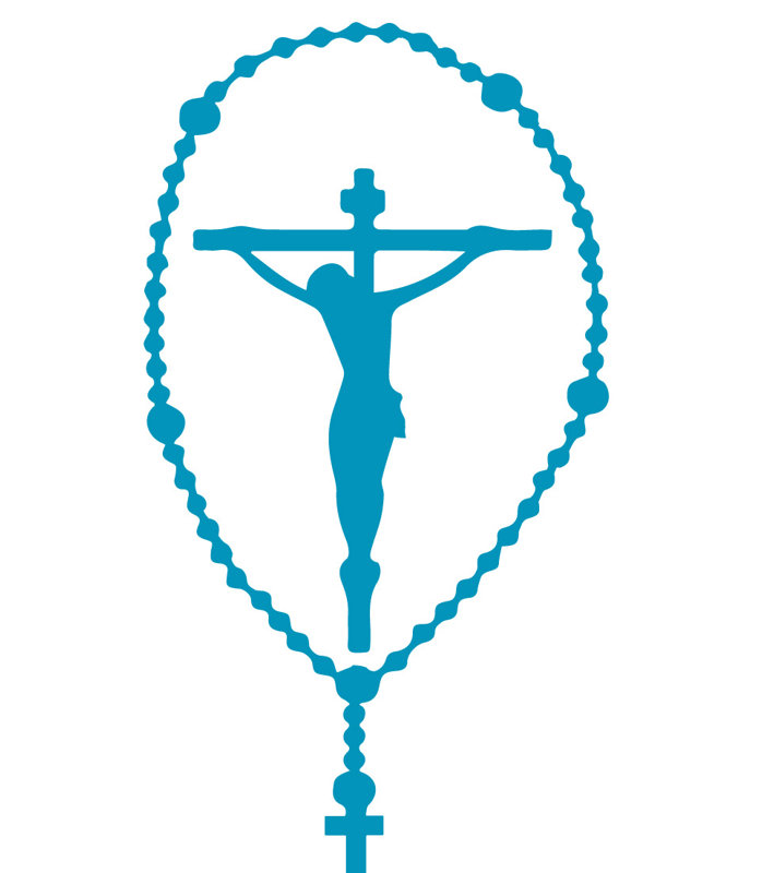 Décalcomanie murale crucifix rosary, H 40 po x l 20 po x P 0,01 po, Bleu sarcelle