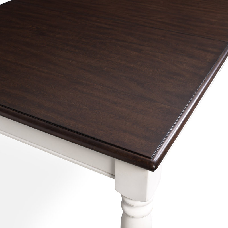 Dunblane Solid Wood Dining Table, Dark Walnut/Distressed White
