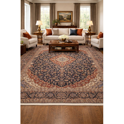 Purple-navy Traditional 10X14 Kashan Oriental Area Rug