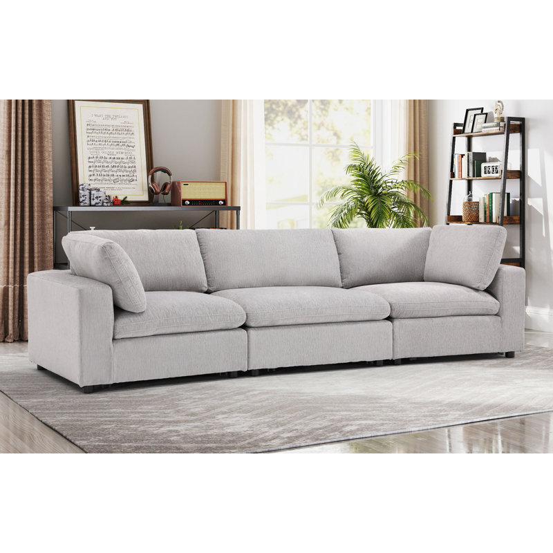 Canapé modulaire moderne à dossier rembourré avec coussins de 115,8 po de large Nuccio