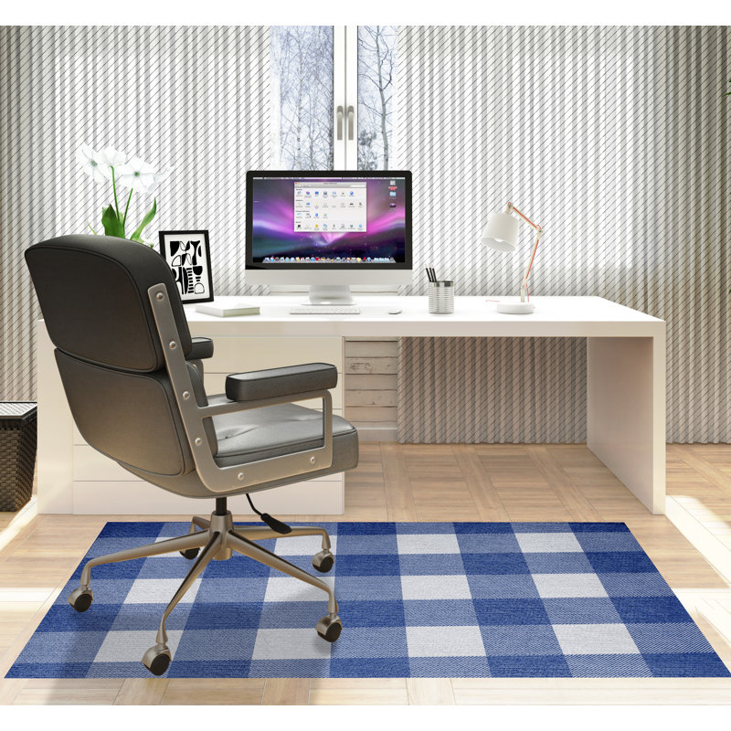 Tapis de chaise rectangulaire Chico, L 36 po x L 60 po, Bleu marine