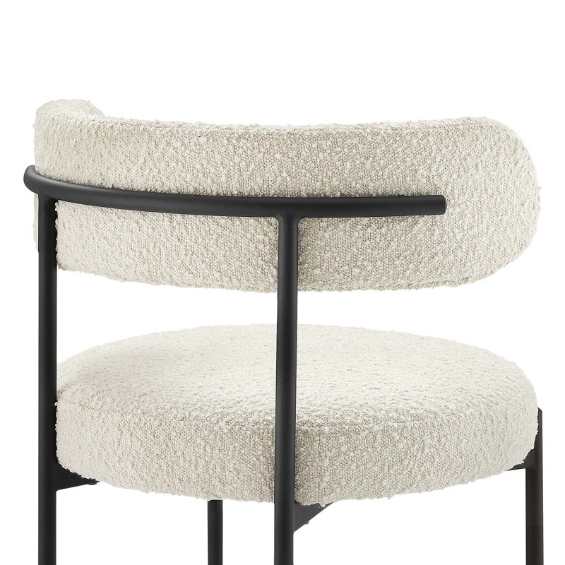 Albie Fabric Upholstered Back Side Chair Dining Chair, Noir, Ivoire