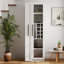 Quinn Wooden Pantry Cabinet with Glass Doors & 5-Tier Pull-Out Shelf