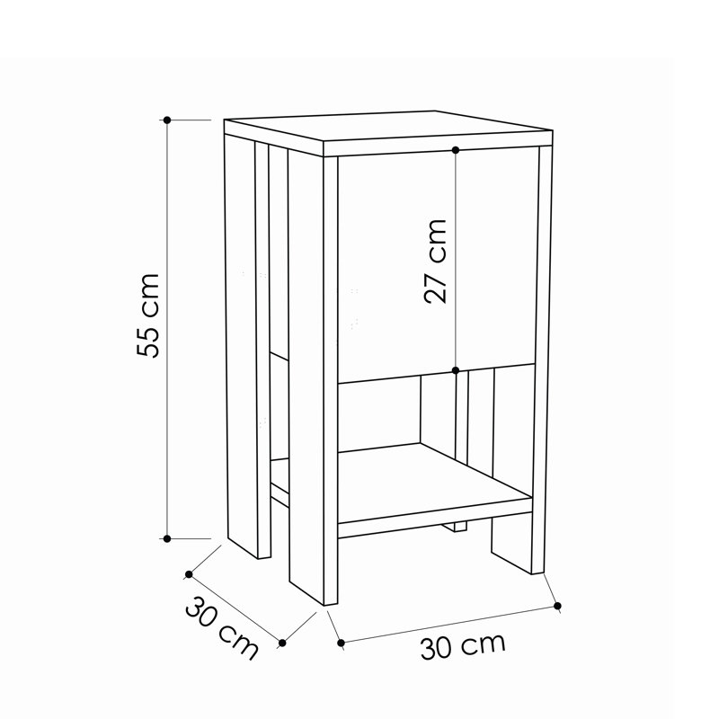 Table de chevet Ackerley, Moka clair / bourgogne