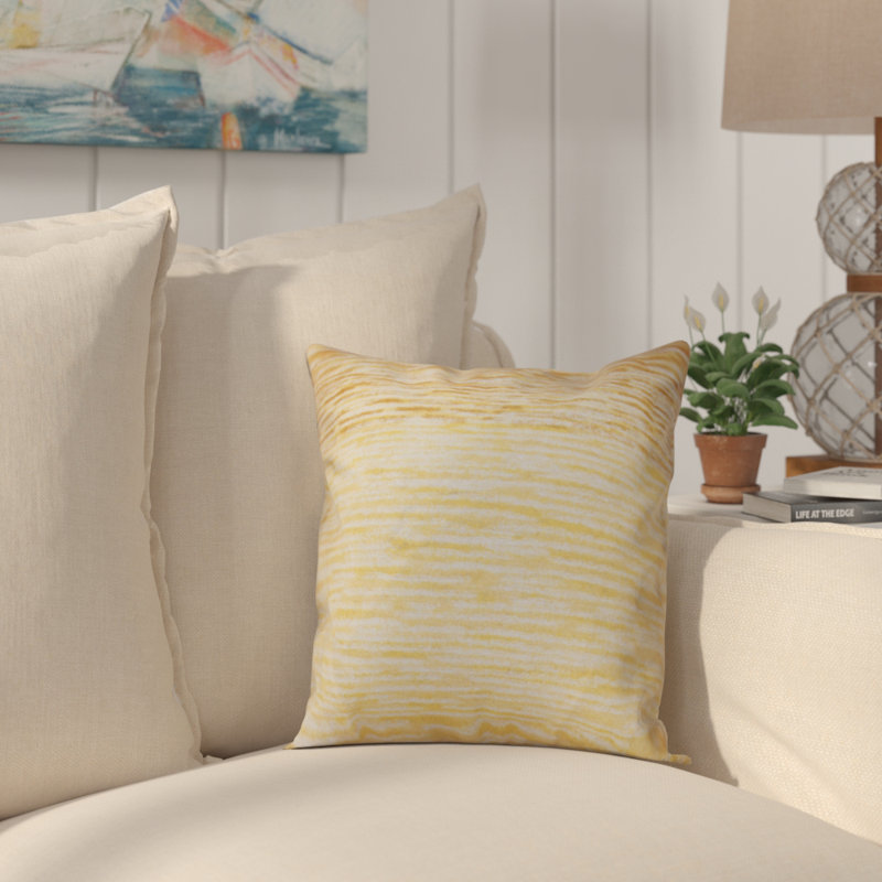 Beach Vacation Striped Reversible Throw Pillow, Coral, 20" H x 20" W