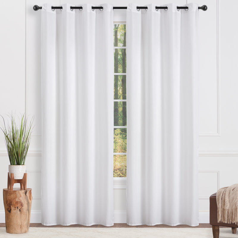 Elrosa Semi Sheer Grommet Single Curtain Panel, 52" W x " 63" L, White