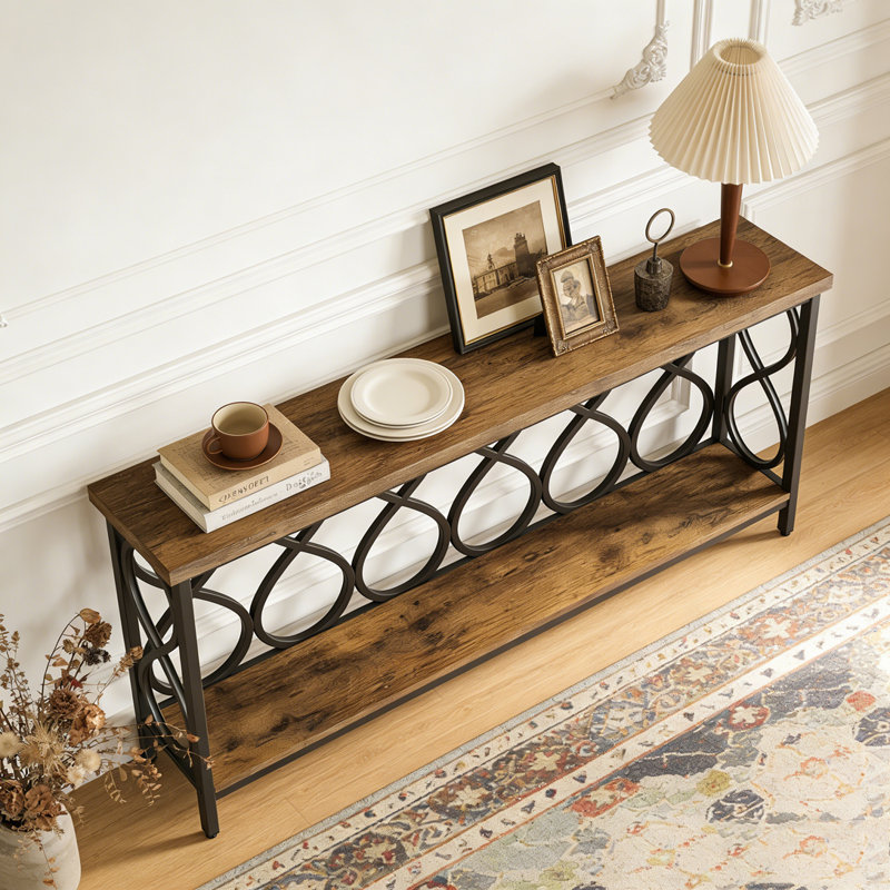 Industrial Console Table 2-Tier Entryway Accent Table