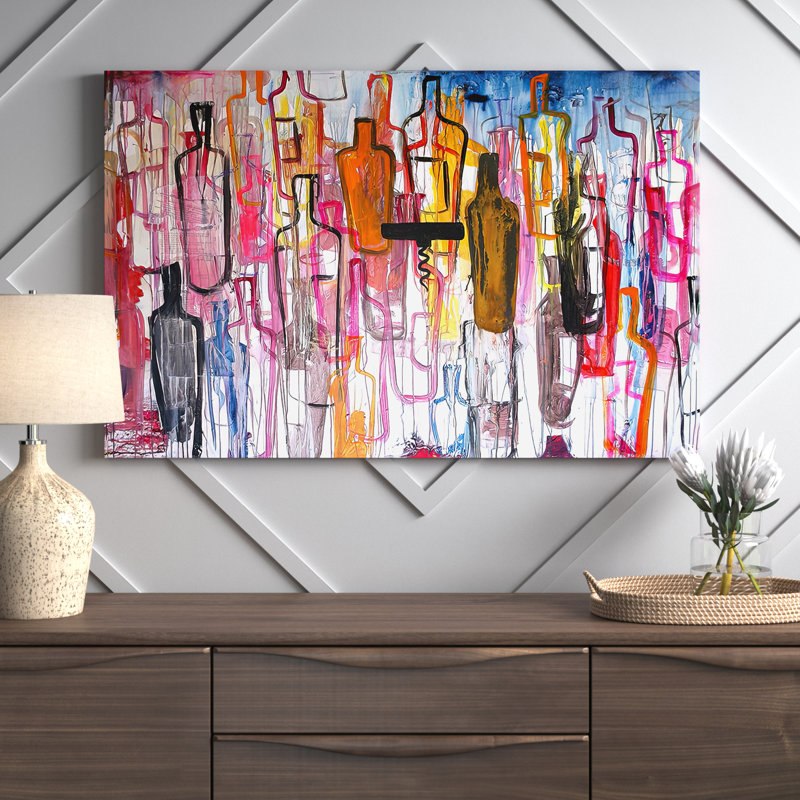 Bottles by Kent Youngstrom - Painting on Canvas, 66.04 cm H x 45.72 cm W, White Floater Framed