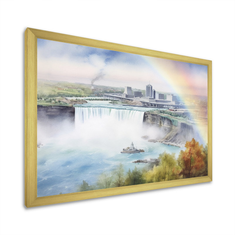«Nigara Falls Dreams Waterfall I», reproduction sur toile, H 12 po x l 20 po x P 1 po, Encadrement doré