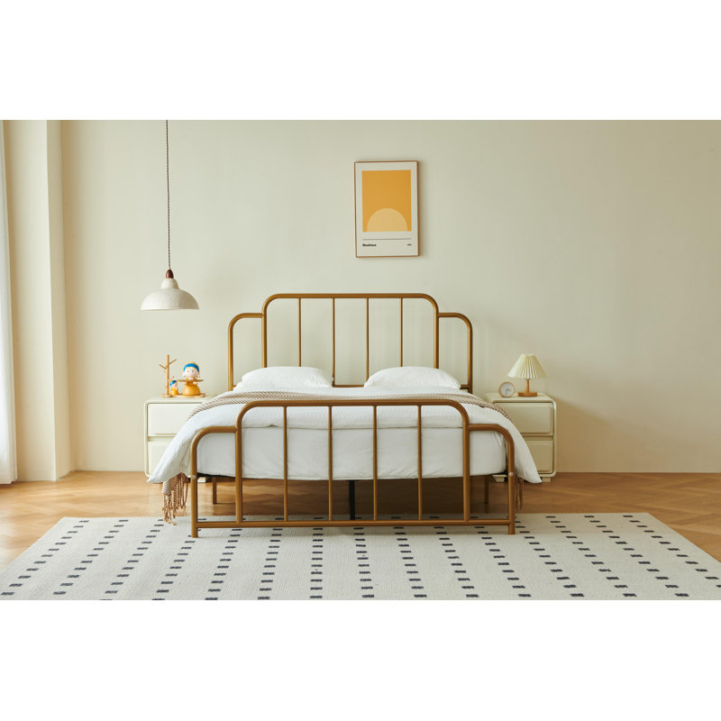 Gurtha Metal Platform Bed, Gold, Queen