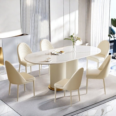 Light luxury simple oval dining table sets