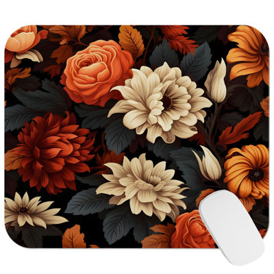 Holiday Fall Season Thanksgiving Flowers XII Cottage Gaming Cute Office Laptop Desk Pad Gift Mat Square Rectangle Non-Slip Mousepad