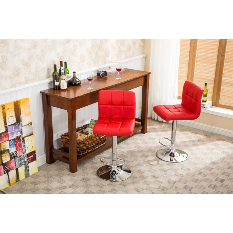 Tabouret de bar pivotant réglable en similicuir, ensemble de 2, Rouge