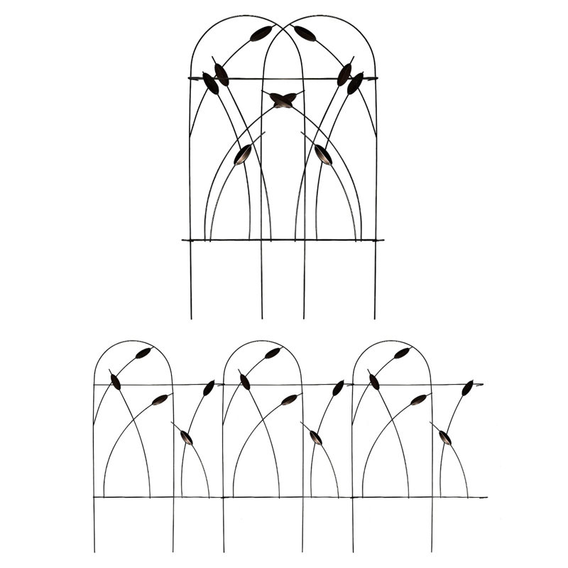 Bordure de clôture de jardin décorative en métal H 32 po x l 19,5 po, 10 panneaux, longueur totale de 16 pi, clôture anti-rouille pour les parterres de fleurs, les arbres et les cours, brun