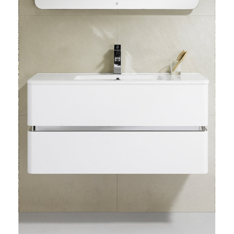 Stellan 39.25 " W Single Vanity Bathroom Vanity With Ceramic Top, White