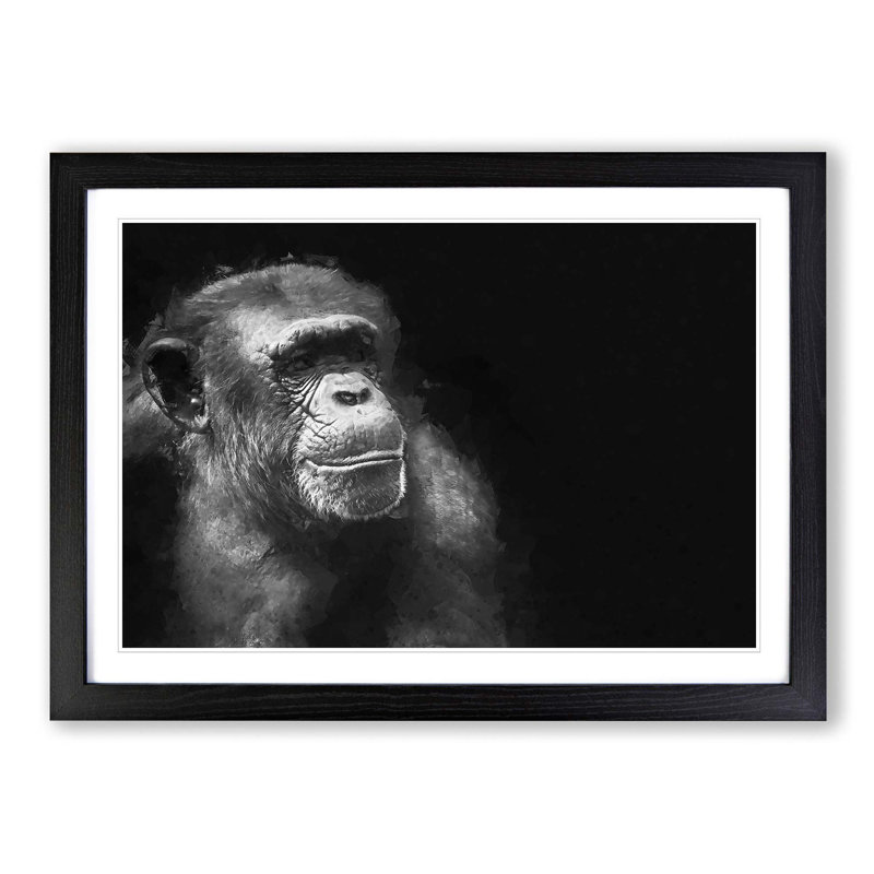 Ape in Abstract - Picture Frame Graphic Art Print, Black Framed, 36cm H x 48cm W x 2cm D