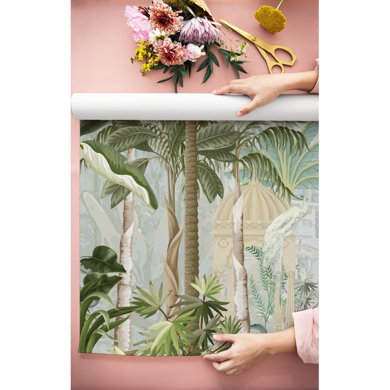 Papier peint jungle éléphant tropical, L 37 po x l 56 po