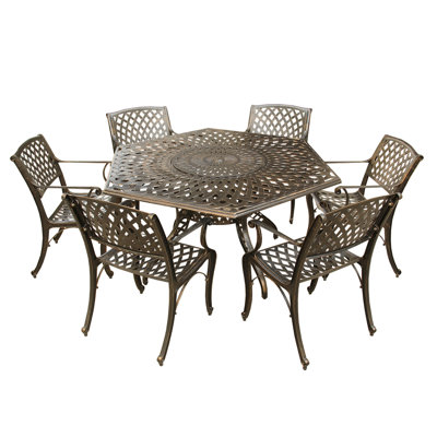 Cassella Outdoor Mesh Lattice 7 Piece Dining Set by Fleur De Lis Living