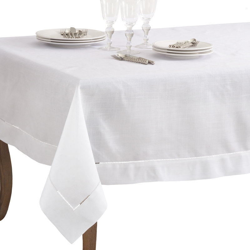 Rochester Polyester Tablecloth, White, 160" L x 70" W