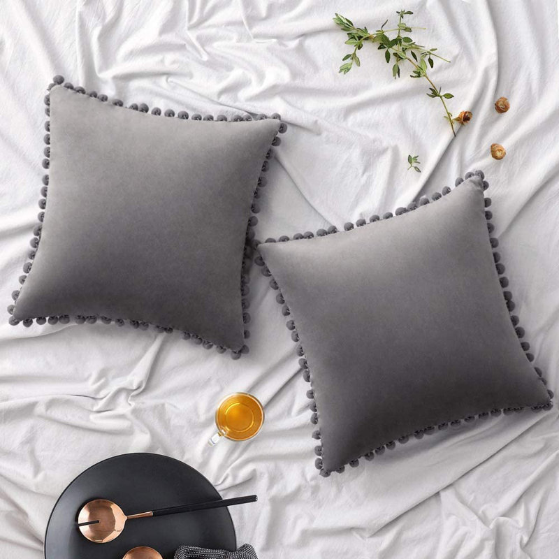 Housse de coussin Fortham, 20 po x 20 po, Gris foncé
