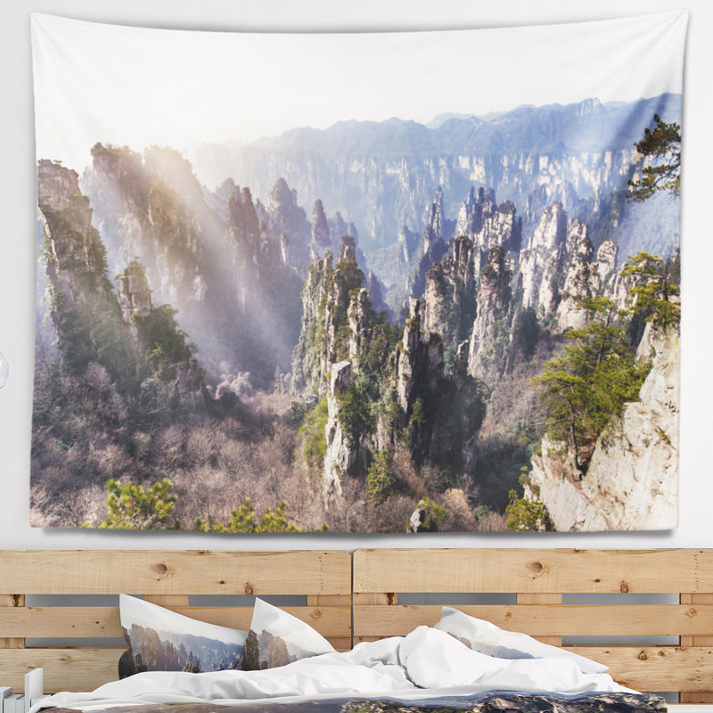 Tapisserie et support mural paysage zhangjiajie national forest park, H 32 po x l 39 po
