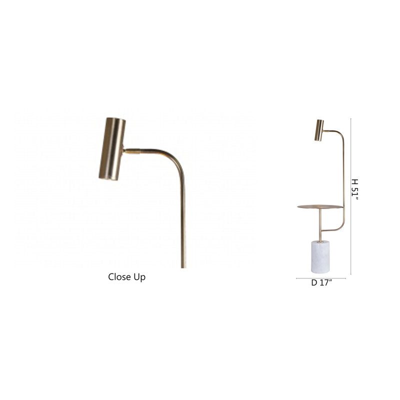 1 Light Gold Floor Lamp With Marble Base
