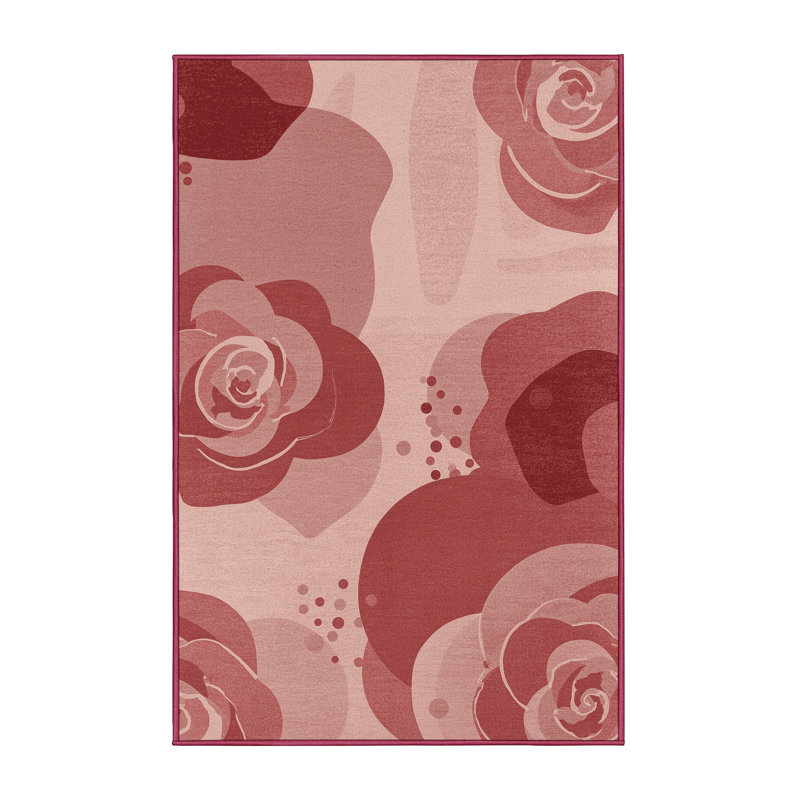 Soft Plush Farner Valentines Modern & Contemporary Abstract Area Rug in Brown – Rose Binding, 5x7