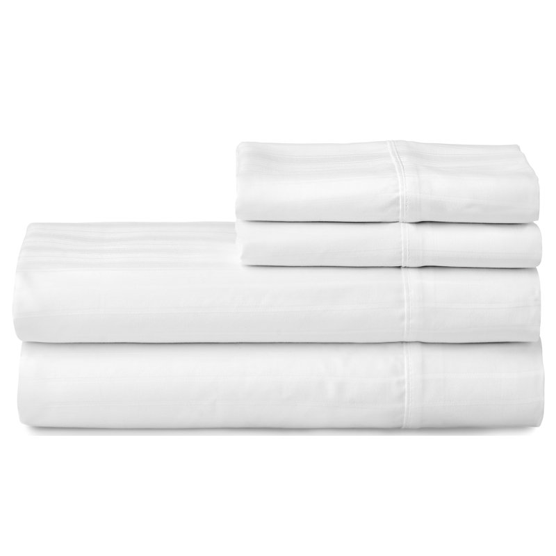 Ensemble de draps 100% satin de coton 500 fils Zander, Ensemble de draps pour lit double + drap-housse + , Blanc