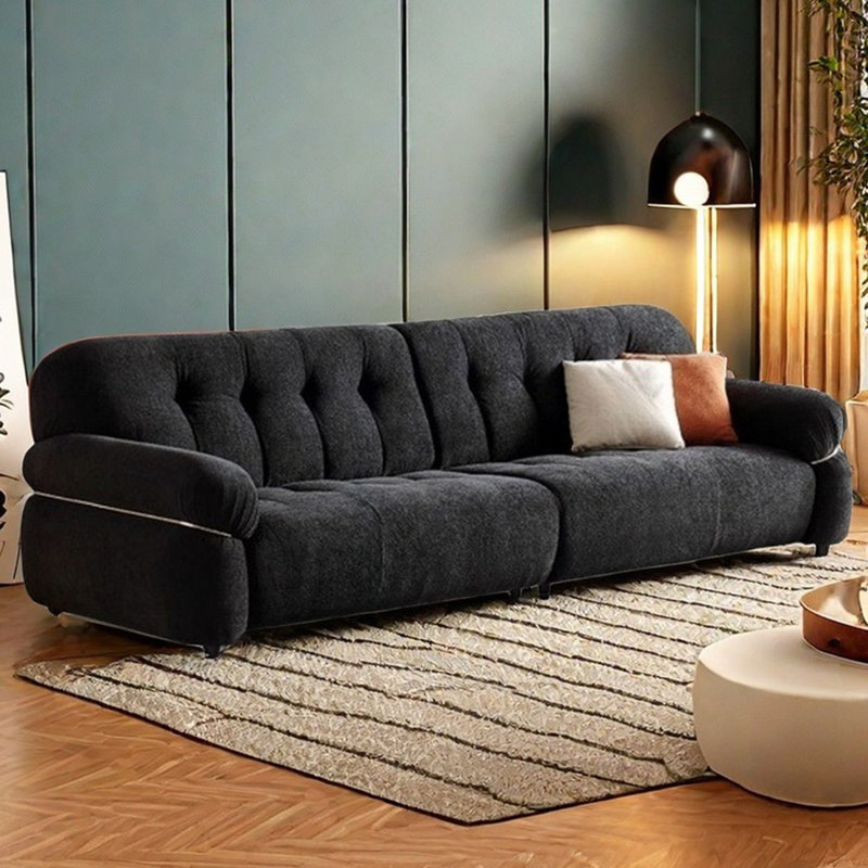 French retro style light luxury cloth cloud sofa, 32.67" H x 98.42" W x 39.37" D, 4