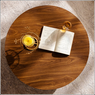 Round Walnut 30.51 Inch Coffee Table, Durable And Stylish For Living Room And Bedroom Decor