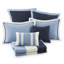 Courtepointe 7 pièces pour lit double / grand avec taies décoratives européennes et coussins - bleu marine, design traditionnel, matelassage en microfibre
