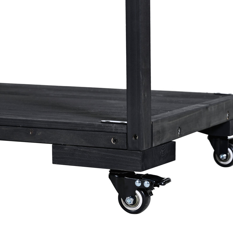 41.7" Large Patio Rolling Solid Wood Kitchen Island with Sink, Black